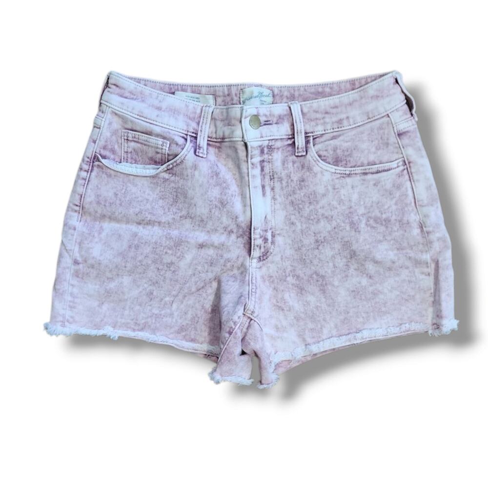 Universal Thread Goods Co. High Rise Midi Pink Acid Wash Jean Shorts